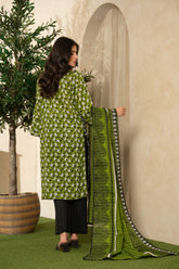 Lime Light Green – Digital Printed Chamki Lawn Shirt with Dupatta & Trouser (U2505)